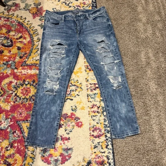 American Eagle Outfitters Blue Skinny Jeans Distressed - Picture 1 of 5